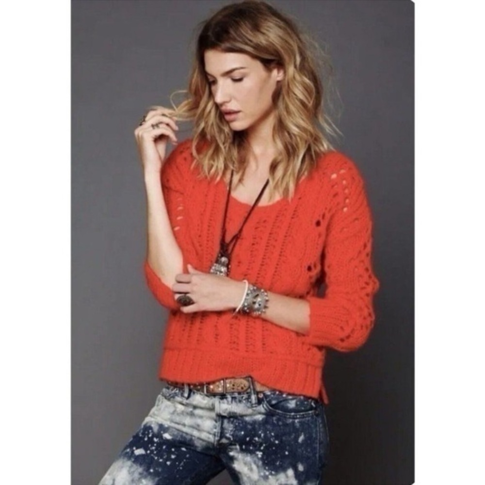 Free People Chunky Knit Sweater Wildfire “The Fluff”